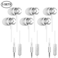 3 Packs Earbud Headphones with Remote & Microphone, SourceTon In Ear Earphone Stereo Sound Noise Isolating Tangle Free for iOS and Android Smartphones, Laptops, Gaming, Fits All 3.5mm Interface Device