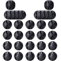 OHill Pack of 24 Self Adhesive Black Cable Clip Holders for Organizing Cable Cords Home and Office