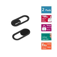 Webcam Cover 0.7mm Thin - Magnet Slider Camera Cover - Protects Your Privacy, Stops Webcam Spying, Fits Smartphone Laptops Macbooks PCs Tablets and All-in-one desktops (Black(2pack))