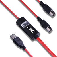 FORE USB IN-OUT Recording MIDI Controller/Interface Snake Cable Professional Piano Keyboard to PC/Laptop/Mac Converter/Adapter MIDI Cable for Home Music Studio Color Red - 6.5Ft