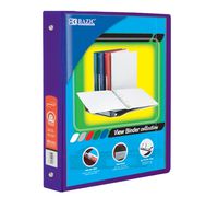 BAZIC 1" Purple 3-Ring View Binder w/ 2-Pockets (Case of 12) (4127-12)