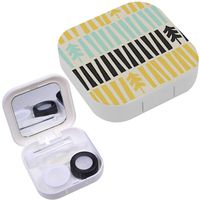 Portable Contact Lens Case Box Travel Kit Mirror + Bottle + Tweezers Container Holder [ Midcentury Modern Christmas ]