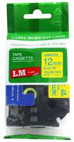 LM Tapes - Premium 1/2" Blue Print on Yellow Label Compatible with P-Touch Tape and Comes with a Great Tape Color/Size Guide for Easy reordering.