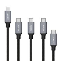 AUKEY USB C to USB C Cable, Type C Cable Braided Nylon (5-Pack 3.3ft x 3, 6.6ft x 1, 1ft x 1) for MacBook Pro, Nintendo Switch, Nexus 6P 5X and More