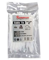 Superun 4 inch selflocking cable tie (Industrial grade zip tie) pack of 100 white