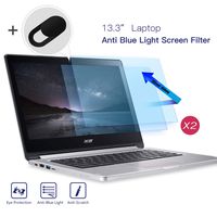 2-Pack 13.3 Inch Laptop Screen Filter Protector, Anti Blue Light and Anti Glare Filter Film, Eye Protection Blue Light Blocking& Anti Glare Screen Protector for All 13.3"16:9 Laptops with Webcam Cover