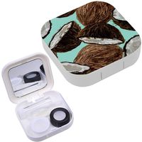 Portable Contact Lens Case Box Travel Kit Mirror + Bottle + Tweezers Container Holder [ Beautiful Tropical ]