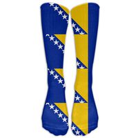 Leisue Flag of Bosnia Herzegovina Graphic Over-The-Calf Tube Stockings Socks for Yoga Train Hiking Cycling Running Sports Soccer