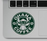 Lilo and Stitch-Stitch Decal Ohana Coffee- Decal & Sticker Pros Motivational Quote Printed on White Vinyl Compatible with All MacBook Pro, Retina, and Air