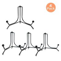 IPOW 4 Pack 4 Inch Upgraded Anti-Slip Iron Plate Display Stand, Black Easel Display Stand Photo Holder Stand, Displays Picture Frames, Decorative Plates, and Artworks