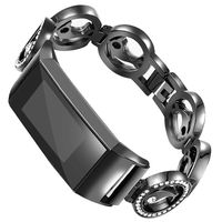 for Fitbit Charge 3 Bands - Stainless Steel Metal Replacement Wristbands Bangle Bracelet for Charge 3 and Charge 3 SE Women Men Dolphin Black