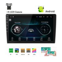 Podofo Android Double Din GPS Car Stereo Radio 10.1'' HD 1080P 2.5D Tempered Glass Mirror Car MP5 Player with Bluetooth WiFi GPS FM Radio Receiver with Rear Camera