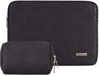 13.3 Inch PU Leather Padded Laptop Sleeve HBLOOMYST 13 Inch Frosted Protective Notebook Bag Computer Case Cover for MacBook Pro MacBook Air Chromebook Acer Dell HP Samsung Sony + Cable Bag(Black)