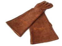 Rose Pruning Gloves for Men and Women. Thorn Proof Goatskin Leather Gardening Gloves with Long Cowhide Gauntlet to Protect Your Arms Until The Elbow (Extra Large, Brown)