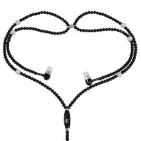 New Fashion Women Girl Rhinestone Jewelry Design Pearl Necklace Earphones,Super Bass HIFI Wired Earbuds Headphones with Mic Stereo Sound Music Earpiece for IOS and Android Smartphone (black)