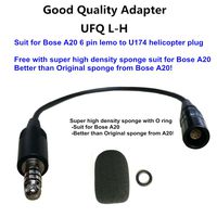 UFQ L-H Adapter Bose A20 Lemo 6 pin to helicopter Nexus U174/U aviation headset adapter Free with super high density sponge with O ring suit for Bose A20 better than original sponge