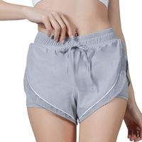 Jianekolaa Women's Workout Running Shorts with Attached Bike Short with Elastic Waist Drawstring Gray