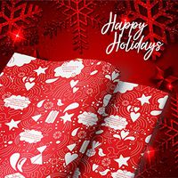 Christmas Gift Wrapping Paper, from Santa Paper, eVincE informative Gift Wraps - Pack of 10, 40 SFT Total, red and White, Christmas red Doodles