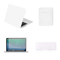 TOP CASE - 4 in 1 Essential Bundle Matte Hard Case,Keyboard Cover,Sleeve Bag,Screen Protector Compatible Old MacBook Pro with Retina Display Model A1425 and A1502 - Satin White
