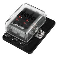 HERCHR 6 Way Blade Fuse Box Holder with LED Warning Light Kit for Automotive Car Boat Marine Trike, 12V