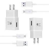 Eaxxfly Wall Charger Kit Adaptive Fast Charge Compatible Samsung Galaxy S7 / S7 Edge / S6 / S6 Plus / Note5/4 /S4/S3, USB 2.0 Fast Wall Charger Adapter and Micro USB Cable (2 Adapter + 2 Cable)