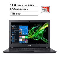 2019 Newest Acer Premium Aspire 3 14 Inch Laptop (AMD A9-9420e 1.8GHz up to 2.7GHz, 8GB DDR4 RAM, 1TB SSD, AMD Radeon R5, WiFi, Bluetooth, HDMI, Webcam, Windows 10 Home) (Black)