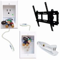 PowerBridge Solutions ONE-CK-TVML DIY-Series Single Outlet Cable Management System with Flat Screen LED TV Mount for Large 32-Inch to 65-Inch Television Screens