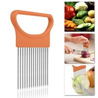 Iuhan New Tomato Onion Vegetables Slicer Cutting Aid Holder Guide Slicing Cutter Safe Fork (Orange)