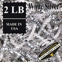 Mighty Gadget (R) 2 LB Premium White Silver Metallic Mix Crinkle Cut Paper Shred Filler for Gift Wrapping & Basket Filling