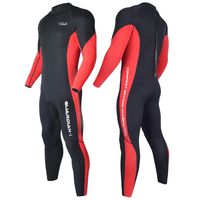Hevto Wetsuits Men 3mm Neoprene Full Scuba Diving Suits Surfing Jumpsuit for Water Sports (Red Men Ⅰ, LS)