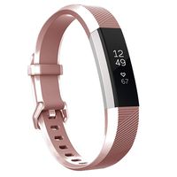 Keasy Replacement Bands Compatible for Fitbit Alta and Fitbit Alta HR, Sport Bands with Secure Metal Buckle(Rose Gold,Small(5.5"-6.7"))