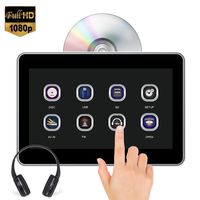 AUTOWINGS 10.1'' Car Headrest DVD Player Touch Screen Video with IR Headphone, Support 1080P Video, Region Free, Sync Screen, USB SD FM Transmitter Wireless Game