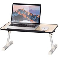 GOFLAME Laptop Table for Bed with a Cooling Fan, Adjustable Standing Bed Desk with Foldable Legs, Notebook Stand Breakfast Serving Tray for Couch & Sofa, Laptop Riser (Black)