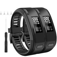 HSWAI Compatible Bands Replacement for Garmin Vivosmart HR,Soft Silicone with Metal Buckle Wristband for Garmin Vivosmart HR(Two Black)