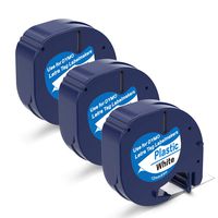 91331 (91201 91221 59422 S0721610) Label Tape dymo letratag Refills 12mm Label Tape for Dymo LetraTag Polyester Tape Black on White Thermal Plastic Label Tape 1/2" x 13' (12mmx4m)