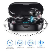 MIMEI Bluetooth 5.0 Wireless Earbuds with【Wireless Charging Case】 TWS Stereo Headphones in-Ear Built-in Mic Binaural Calls Headset Premium Sound with Deep Bass for Sport (10.5 X 12.5 X 4 cm, Black)