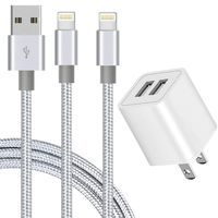 Portable Charger, Boost Nylon Braided Fast Charging Cord 2Pack 6FT Data Sync Transfer Cable USB Wall Charger Dual Port Plug Power Adapter Compatible with XS MAX/XR/X/8/7/Plus/6S/6/SE/Tablet, Pink