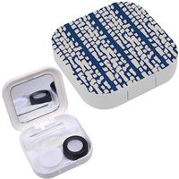 Portable Contact Lens Case Box Travel Kit Mirror + Bottle + Tweezers Container Holder [ Indigo Tie Dye ]