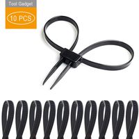 Tool Gadget Disposable Zip Tie Handcuffs, Black Flex Cuffs, 10 PCS Double Locking Zip Ties Restraints , Black Nylon Cable Tie , Heavy Duty Tensile Strength: 250 LBS | Length: 27 1/2"(Black)