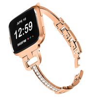 WONMILLE Slim Bling Bands Compatible with Fitbit Versa Bands Women, Replacement Band Bracelet with Rhinestones Diamond D-Link Strap for Fitbit Versa/Versa 2/Versa Lite/Versa SE (Rose Gold)
