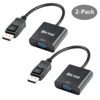 DisplayPort to VGA Adapter 2-Pack, UKYEE Display Port (DP) to VGA Converter 1080P@60Hz Male to Female Compatible with Computer,Laptop,PC,Monitor,Projector,HDTV -Black