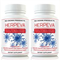 Herpeva- (2 Pack) Best Shingles Cold Sores Virus Supplements Clinical Strength Relief L-lysine Olive Leaf, Pancreatin, B12 Vitamin C, B-Complex, Prunella Vulgaris, Vitamin E, Echinacea