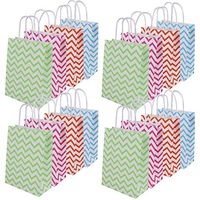 12 Piece Set of Assorted Color Party Bags, Paper Party Favor Bags, Colored Birthday Party Gift Bags, Perfect Colored Bags with Handles for Birthdays Other Parties! (Chevron)
