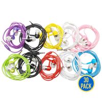 G14 Earbud Headphones Bulk Pack of 30 Pairs, Stereo Corded Earphones Wholesale Accessory for iPhone Cell Phone MP3 Laptop Computer Media Player (30 Packs)