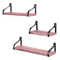 Love-KANKEI Floating Shelves Wall Mounted Set of 3, Cedar Wood Wall Storage Shelves for Bedroom, Living Room, Bathroom, Kitchen, Office and More Natural Color