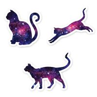 Cat Stickers Galaxy Collection - Cat Laptop Stickers - 3 Pack - Vinyl Decal - Laptop, Phone, Tablet Vinyl Decal Sticker