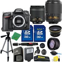 Great Value Holiday Bundle for D7200 with 18-55mm AFP + 55-200 VRII + Tripod + 2pcs 32GB Memory Cards + Wide Angle + Telephoto + Reader + Lens Pen + Flash