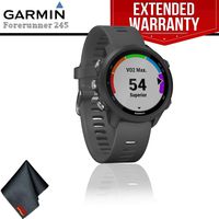 Garmin Forerunner 245 GPS Running Smartwatch (Slate Gray) + Extended Warranty + Cleaning Cloth