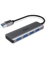 RCA USB Hub, 4 Port USB 3.0 Hub, Aluminum USB A Hub for PC, Laptop, USB Flash Drives, Mobile Hard Disk and Other USB A Devices.