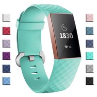 adepoy Compatible with Fitbit Charge 3 Bands for Women Men Large Small, Adjustable Replacement Wristbands for Fitbit Charge 3 and Fitbit Charge 3 SE, Teal, Large